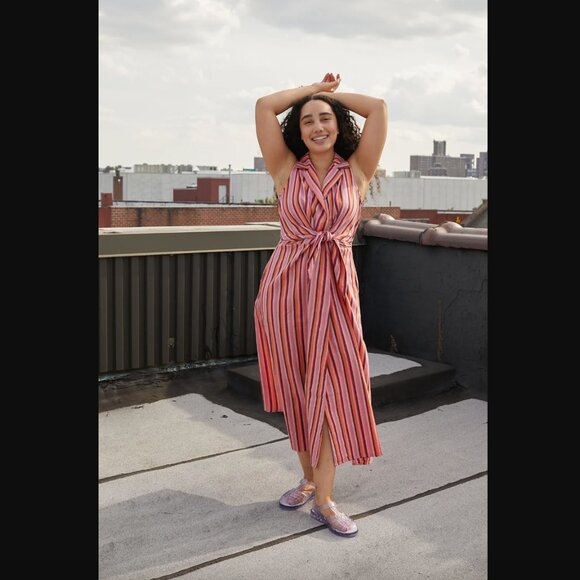 Rujuta Sheth Emily Taxi Stripe Midi Dress S - Picture 4 of 9